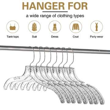 Wesiti 60 Pack Clear Plastic Hangers Bulk for Clothes 17" Crystal Cut Hangers for Coats Shirts Suits Clothing Store Home Closet(Classic)