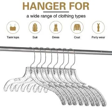 Wesiti 60 Pack Clear Plastic Hangers Bulk for Clothes 17" Crystal Cut Hangers for Coats Shirts Suits Clothing Store Home Closet(Classic)