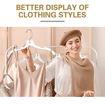 Wesiti 60 Pack Clear Plastic Hangers Bulk for Clothes 17" Crystal Cut Hangers for Coats Shirts Suits Clothing Store Home Closet(Classic)