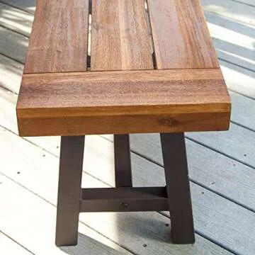 Christopher Knight Home Bowman Wood Outdoor Picnic Table Set | Perfect for Dining, Brown + Black Rustic Metal