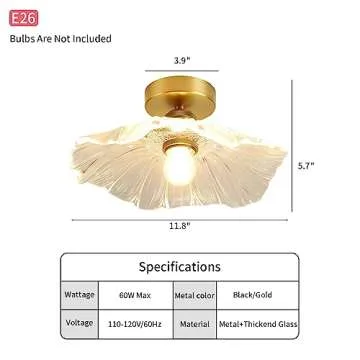 BAVGARI Semi Flush Mount Ceiling Light Fixture,Gold Ceiling Light,flushmount Ceiling Light,Bathroom Ceiling Light,Flush Ceiling Light for Hallway Entryway Bathroom Foyer Kitchen Bedroom Dining Room