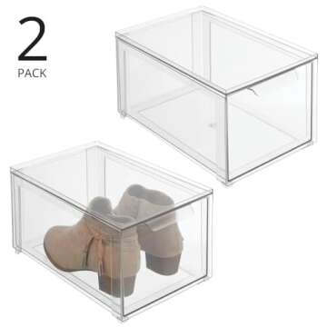 mDesign Plastic Closet Organizer Bin w/Pull Out Drawer - Stackable Storage for Closet - Organization...