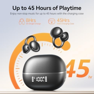 Kinglucky ClipFree A20 Earbuds with 45H Playtime and Waterproof Design