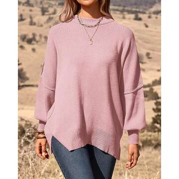 PRETTYGARDEN Woman Pullover Sweater 2025 Casual Oversized Blouses Dressy Drop Shoulder Lounge Wear R...