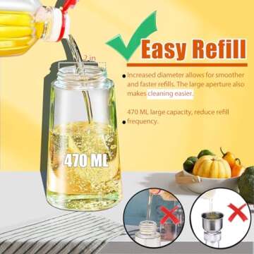 LUTITASD Oil Dispenser for Kitchen, 2 in 1 Oil Dispenser and Oil Sprayer, 470ml Glass Oil Sprayer for Cooking, Glass Oil Dispenser Spray Bottle for Air Fryer, Salad, BBQ(Black)