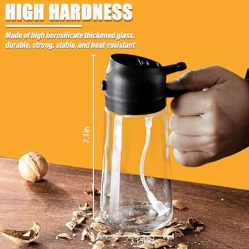 LUTITASD Oil Dispenser for Kitchen, 2 in 1 Oil Dispenser and Oil Sprayer, 470ml Glass Oil Sprayer for Cooking, Glass Oil Dispenser Spray Bottle for Air Fryer, Salad, BBQ(Black)
