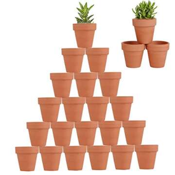 24pcs Small Mini Clay Pots, 2.5'' Terracotta Pot Clay Ceramic Pottery Planter, Cactus Flower Terra Cotta Pots, Succulents Nursery Pots, with Drainage Hole, for Indoor/Outdoor