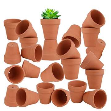 24pcs Small Mini Clay Pots, 2.5'' Terracotta Pot Clay Ceramic Pottery Planter, Cactus Flower Terra Cotta Pots, Succulents Nursery Pots, with Drainage Hole, for Indoor/Outdoor