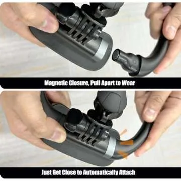 Cavabien Magnetic Neck Phone Holder, Neck Cell Phone Stand, POV/Vlog Selfie Mount, Hands-Free Phone Neck Holder, Chest Phone Stand Video Recording for iPhone 16 15 14 13 12 Series & Android, Black