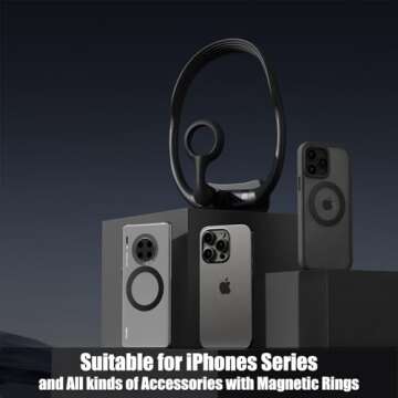 Cavabien Magnetic Neck Phone Holder, Neck Cell Phone Stand, POV/Vlog Selfie Mount, Hands-Free Phone Neck Holder, Chest Phone Stand Video Recording for iPhone 16 15 14 13 12 Series & Android, Black