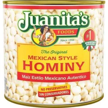 Juanita's Mexican Style Hominy - 6.6 Lb Can - Authentic Mexican Flavor for Your Kitchen