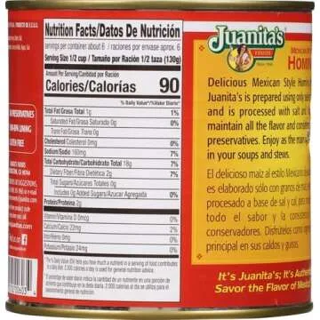 Juanita's Hominy 6.6 lb - Authentic Mexican Flavor for Cooking