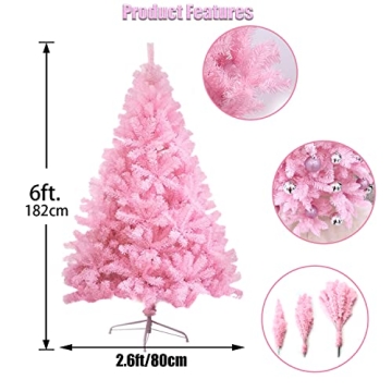 CCINEE 6ft Pink Artificial Christmas Tree for Festive Cheer