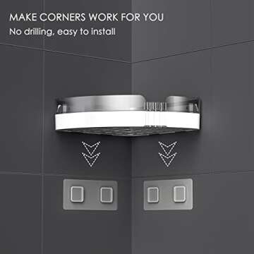 UIFER 2-Pack Corner Shower Caddy Shelves - Bathroom Storage Organizers for Shampoo, Conditioner, Soa...