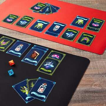 2 Pack Card Game Mat for Magic and MTG, 24x14 inches Board TCG Playmat, 1 Black and 1 Red