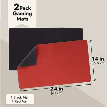 2 Pack Card Game Mat for Magic and MTG, 24x14 inches Board TCG Playmat, 1 Black and 1 Red
