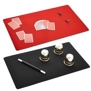 2 Pack Card Game Mat for Magic and MTG, 24x14 inches Board TCG Playmat, 1 Black and 1 Red