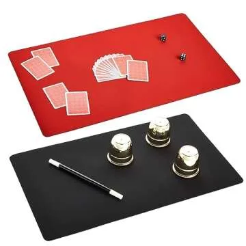 2 Pack Card Game Mat for Magic and MTG, 24x14 inches Board TCG Playmat, 1 Black and 1 Red