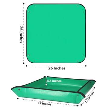 HKZ Repotting Mat for Indoor Plant - 26'' x 26'' Planting Mat Soil Mess Control, Portable Succulent Planting Potting Tray Waterproof Gardening Bonsai Tools Transplanting Mat (Pale Green)