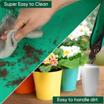 HKZ Repotting Mat for Indoor Plant - 26'' x 26'' Planting Mat Soil Mess Control, Portable Succulent Planting Potting Tray Waterproof Gardening Bonsai Tools Transplanting Mat (Pale Green)