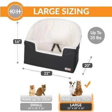 K&H Pet Products Bucket Booster Dog Car Seat, Seat Belt Secured, 2 Safety Leashes, Washable Covers, Sturdy Dog Booster Seats for Small to Medium Pets - Large Black/Cream