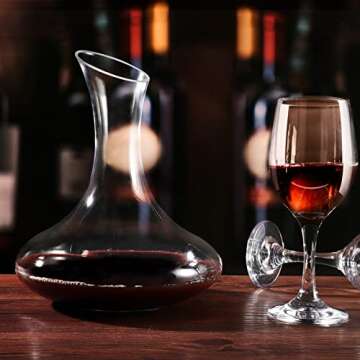 ANANSI Red Wine Decanter Aerator with Brush, 60oz Hand Blown Crystal Glass Wine Carafe, Full Bottle ...