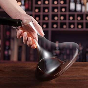 ANANSI Red Wine Decanter Aerator with Brush, 60oz Hand Blown Crystal Glass Wine Carafe, Full Bottle Wine Pitcher, Wine Accessories Gifts for Fast Decanting