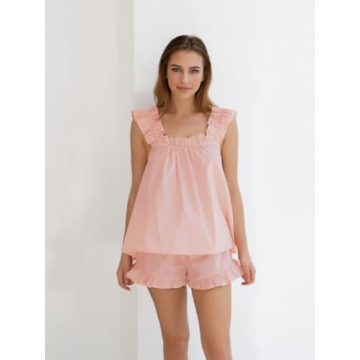 Sotimoon Women's Ruffle Cotton Pajama Set for Summer