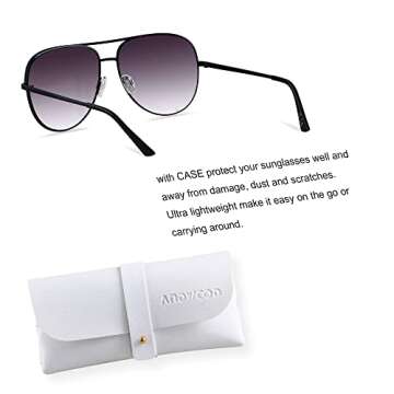 ANDWOOD Oversized Aviator Sunglasses for Women Big Large UV Protection Fashion Sun glasses Double Br...