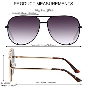 ANDWOOD Oversized Aviator Sunglasses for Women Big Large UV Protection Fashion Sun glasses Double Bridge 2 Pack Fade Mirrored Gold Shades