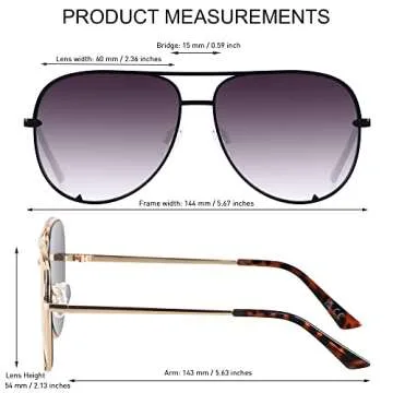 ANDWOOD Oversized Aviator Sunglasses for Women Big Large UV Protection Fashion Sun glasses Double Bridge 2 Pack Fade Mirrored Gold Shades