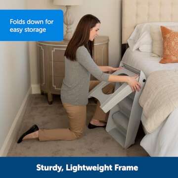 PetSafe CozyUp Folding Dog Stairs, Portable Pet Steps for Bed, Couch & Car, Grey, 20 Inch