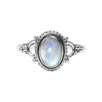 Rainbow Moonstone Ring - 925 Sterling Silver Handmade Statement Jewelry for Women