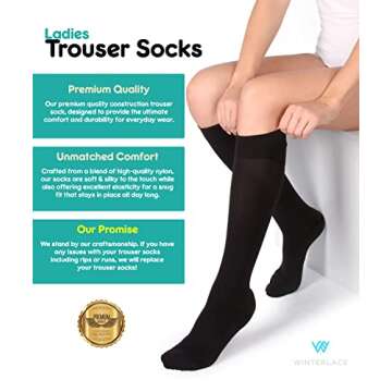 Winterlace Women’s Trouser Socks - Opaque & Stretchy Comfort