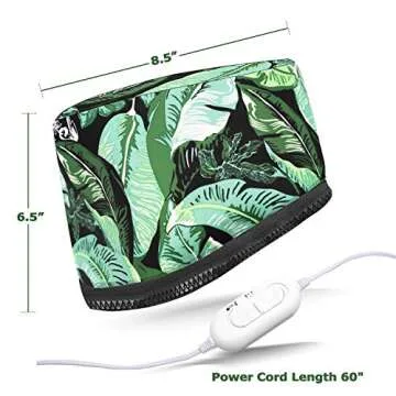 VICARKO Hair Steamer Thermal Heat Cap Deep Conditioning Natural Black Hair Scalp Treatment Spa Hot Head Care Electric for Home Use Leaf Print