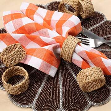 Alpha Living Home Rattan Napkin Rings Set of 12, Napkin Ring Holder for Thanksgiving, Christmas, Party Decoration, Dinning Table, Everyday Gatherings, Napkin Rings Bulk - Natural Rattan