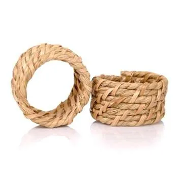 Alpha Living Rattan Napkin Rings Set of 12 - Elegant Decor
