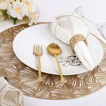 Alpha Living Rattan Napkin Rings Set of 12 - Elegant Decor