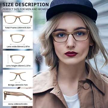 Fetrrc Reading Glasses Blue Light Blocking, Computer Glasses for Women Men, Fashion Square Eyeglasses 5 Pairs