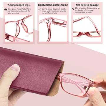 Fetrrc Reading Glasses Blue Light Blocking, Computer Glasses for Women Men, Fashion Square Eyeglasses 5 Pairs