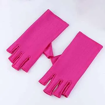 COOSLIM Anti UV Gloves for Gel Nail Lamp, UPF50+ Protection Gloves for Manicures, UV Sun Protection Gloves for Women-Rose
