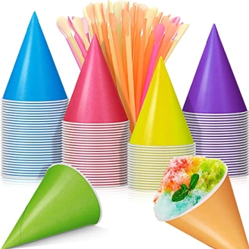 Vibrant 100-Piece Snow Cone Cups & Spoon Straws Set for Summer Fun