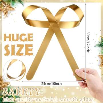 Daifunli Large Gold Metal Bow Ornaments with Clip Gold Bow Decoration for Wedding Bridal Baby Shower Birthday Party Decor Garland Wreath Home Indoor Outdoor