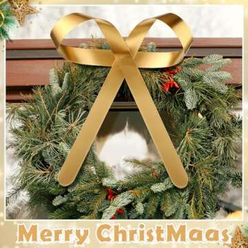 Daifunli Large Gold Metal Bow Ornaments with Clip Gold Bow Decoration for Wedding Bridal Baby Shower Birthday Party Decor Garland Wreath Home Indoor Outdoor