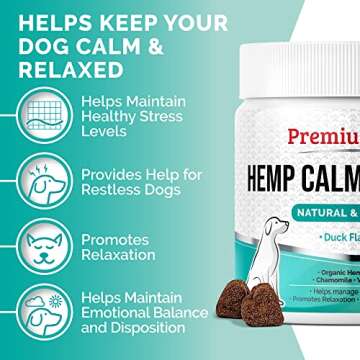 PREMIUM CARE Hemp Calming Chews for Dogs, 9.3 oz (264g), Duck Flavor, Calming Treats for Dogs, Dog C...