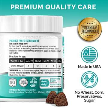PREMIUM CARE Hemp Calming Chews for Dogs, 9.3 oz (264g), Duck Flavor, Calming Treats for Dogs, Dog Calming Chews, Dog Anxiety Chews, Anti Anxiety Relief, Valerian Root, L-Tryptophan, 120 Soft Chews