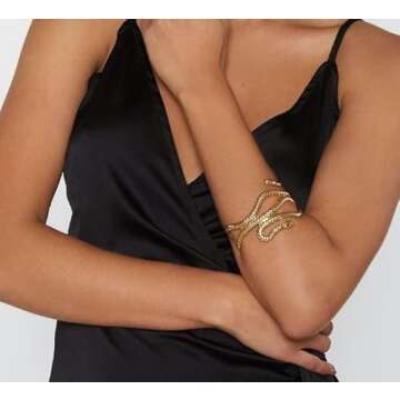 LAKIYOYO Bendable Snake Bracelet for Women Adjustable Punk Snake Choker - Flexible Multi-Purpose Medusa Necklace Hollween Jewelry (arm cuff gold)