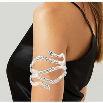 LAKIYOYO Bendable Snake Bracelet for Women Adjustable Punk Snake Choker - Flexible Multi-Purpose Medusa Necklace Hollween Jewelry (arm cuff gold)