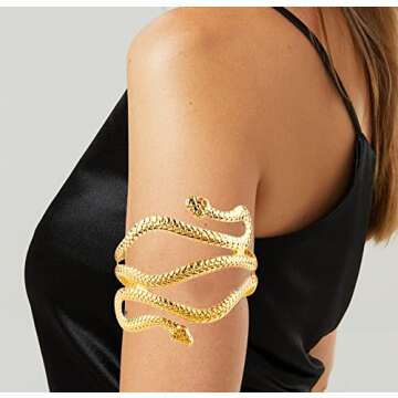 LAKIYOYO Bendable Snake Bracelet for Women Adjustable Punk Snake Choker - Flexible Multi-Purpose Medusa Necklace Hollween Jewelry (arm cuff gold)
