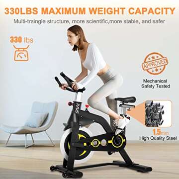Exercise Bike Magnetic Resistance Upgraded Indoor Cycling Stationary Bikes Fitness Workout Spin Bike for Home Gym with Height Adjustable Comfortable Seat (Black)